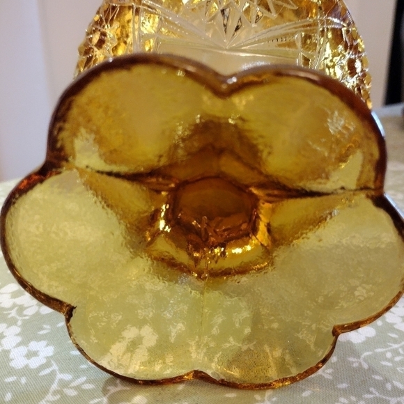 VINTAGE Amber Glass Compote Bowl - Picture 5 of 5